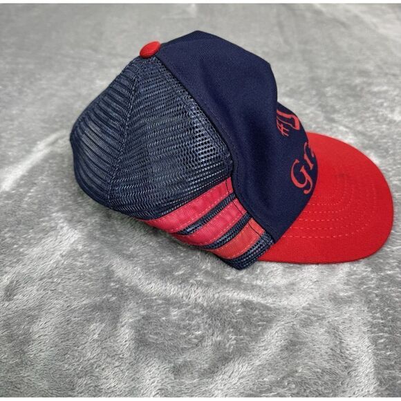 Vintage 80s 3 Stripe Trucker Adjustable SnapBack Hat Blue - Picture 3 of 8